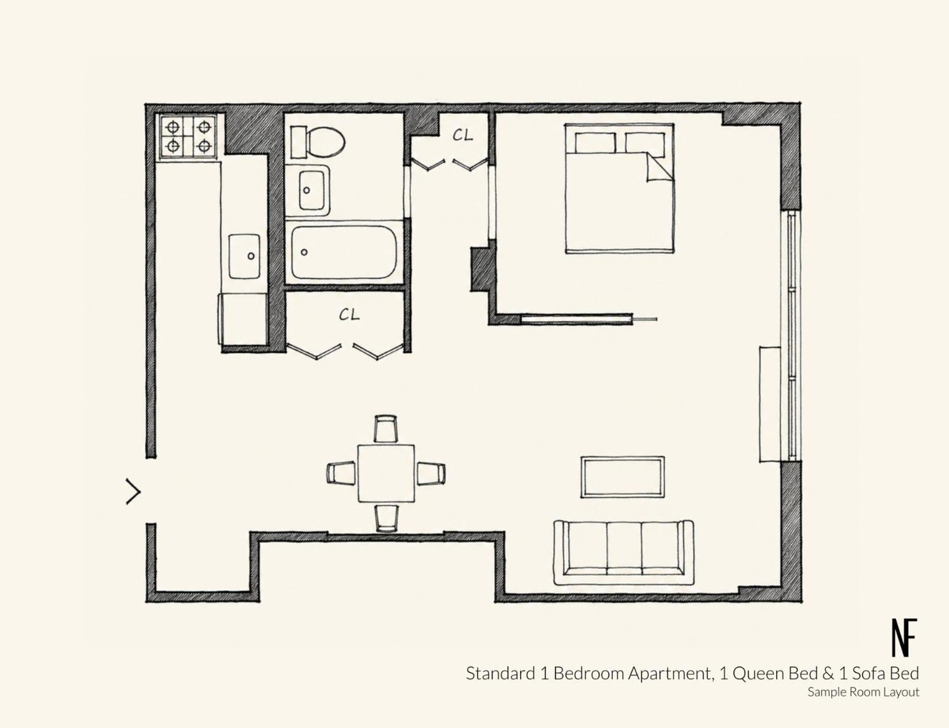One-Bedroom Apartment Queen Sofa Bed